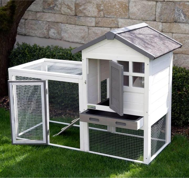 Actual product image Kerbl Rodent hutch Freetime Hatch, wooden house with free run, bitumen roof, replacement tray