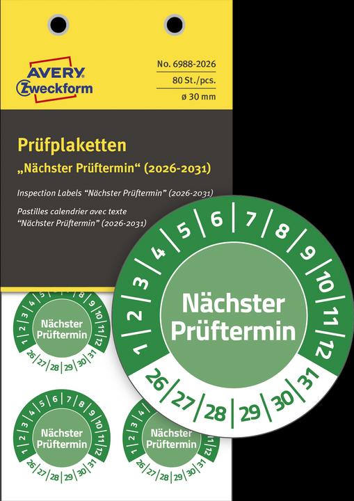 Produktbild Avery Prüfplaketten