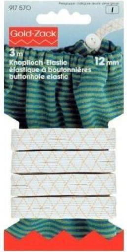 Actual product image Prym Buttonhole elastic, white 12 mm, card 3 m