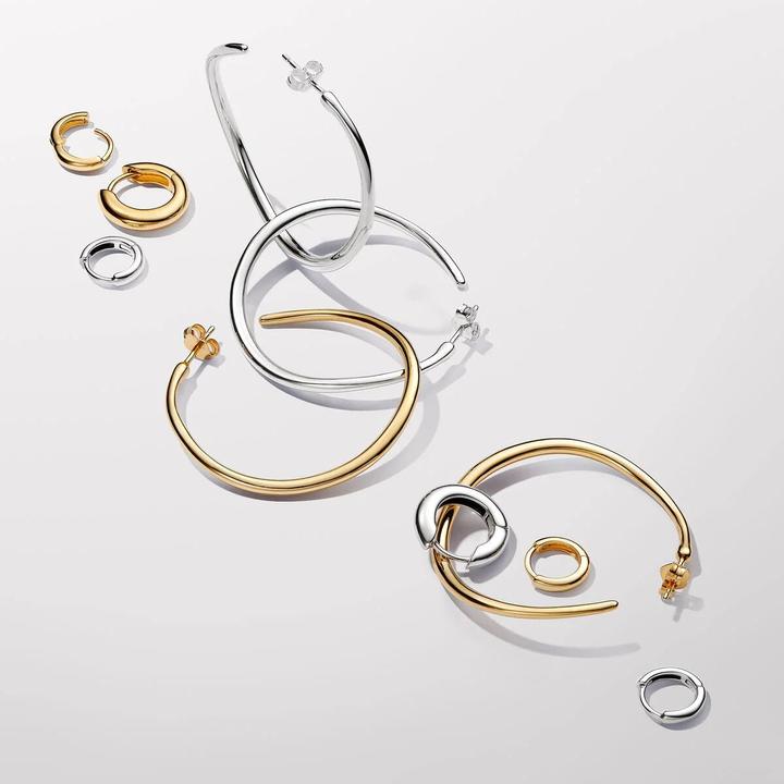 Image du produit Pandora Boucles d'oreilles ouvertes de 42 mm de forme organique (Métal, Plaqué or)