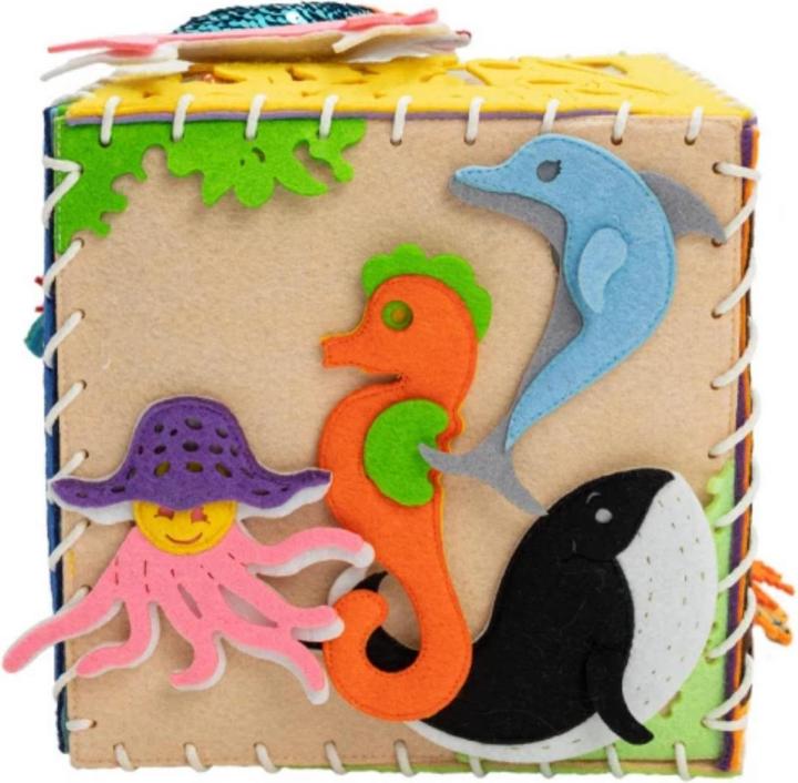 Produktbild Montessori MOTORIKWÜRFEL - WEICHES BUCH - Sensory Board - Wunderwürfel Aquarium - Montessor® - Spass am Lernen