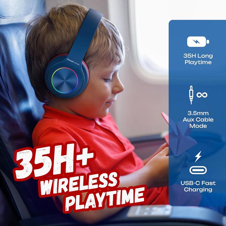 Image du produit PowerLocus PLED Bluetooth-Kinderkopfhörer blau/rot
