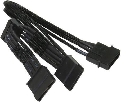 NZXT Molex zu 3x SATA Adapter 20cm - premium sleeved black (20 cm)