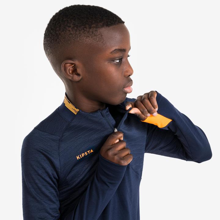 Produktbild Kipsta Kinder Fussball 1/2 Zip - CLR marineblau/orange (10, 11, 12)