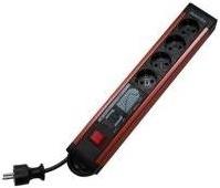 Image du produit REV Bloc multiprises avec ÜSS + filtre secteur, rouge/gris, 4 voies, 4xSchuko, avec interrupteur, câble (4 x, CEE 7/3, 2.50 m)
