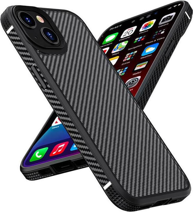 Actual product image iPaky iPhone 14 - Silicone Carbon Case black (Apple iPhone 14)