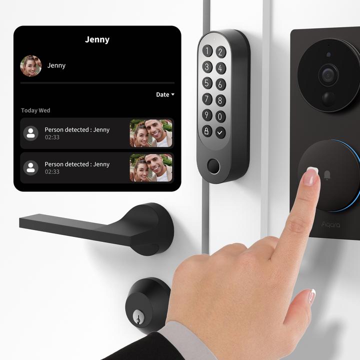 Image du produit Aqara Smart Lock U200 noir, EL-D02E (Clé, Empreinte digitale, Bluetooth, Smartphone, Combinaison électronique de chiffres, Carte clé)
