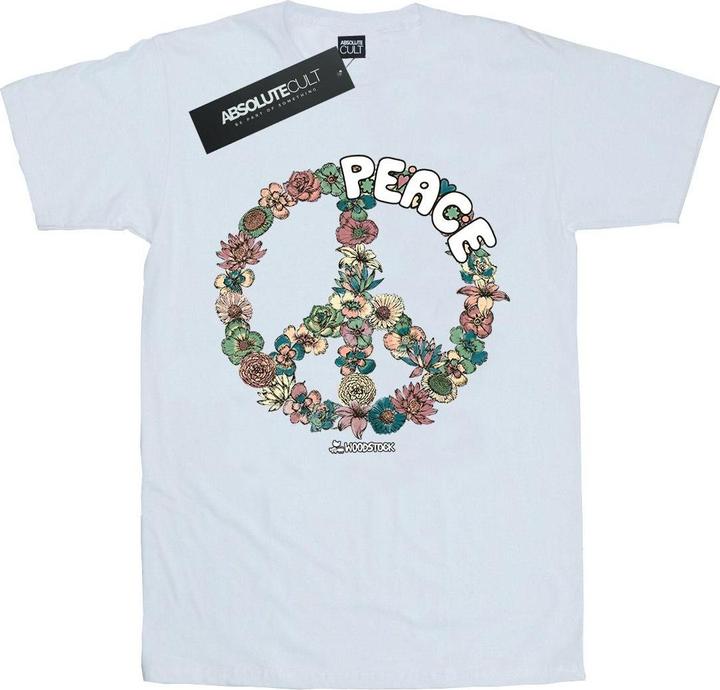 Actual product image Woodstock Womens/Ladies Floral Peace Cotton Boyfriend T-Shirt (XXL)