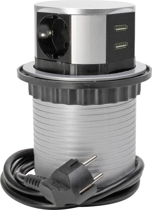 Actual product image Kopp Socket tower 3gang silver earth contact 229005011 (3 x, CEE 7/3, 1.50 m)