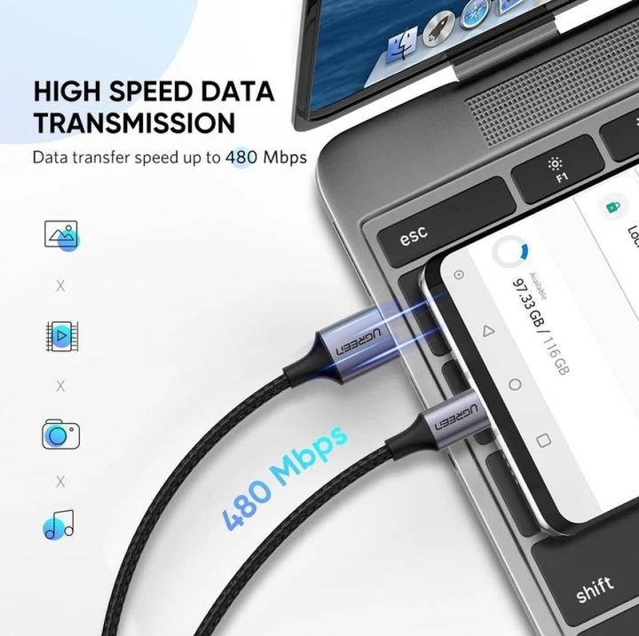 Actual product image Ugreen USB C - USB A (1 m, USB 2.0)