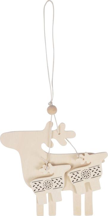 Produktbild Natura Punto 4er-Set Anhänger aus Holz, Rentier, Weihnachtskugel, Christbaum und Stern, zum Aufhängen