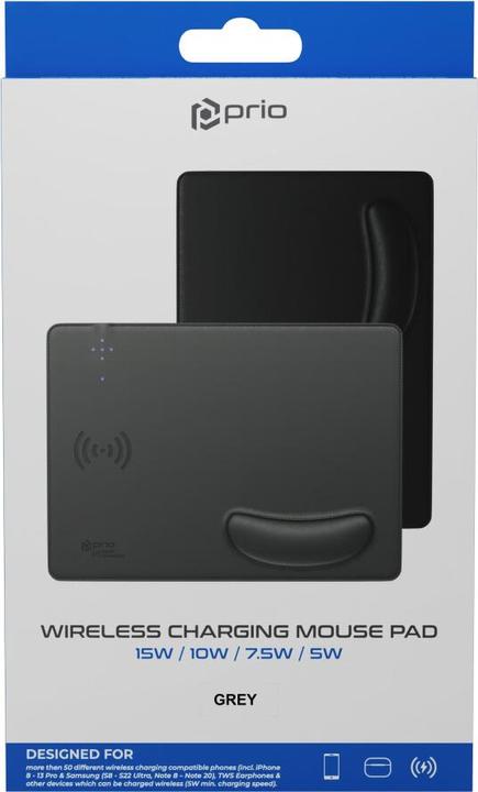 Produktbild prio Fast Wireless Charging Mouse Pad 15W (USB C) gray