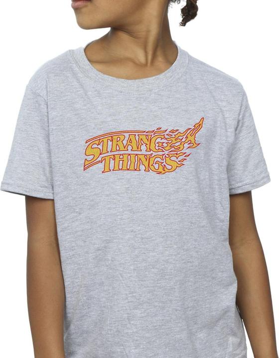 Actual product image Netflix Girls Stranger Things Logo Breaking Cotton T-Shirt (152, 158)