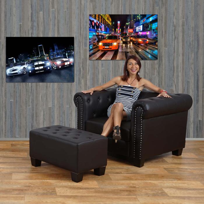 Immagine prodotto Swisshandel24 2x LED quadro su tela illuminato da parete 60x40cm, timer - Automobili (60 x 40 cm)