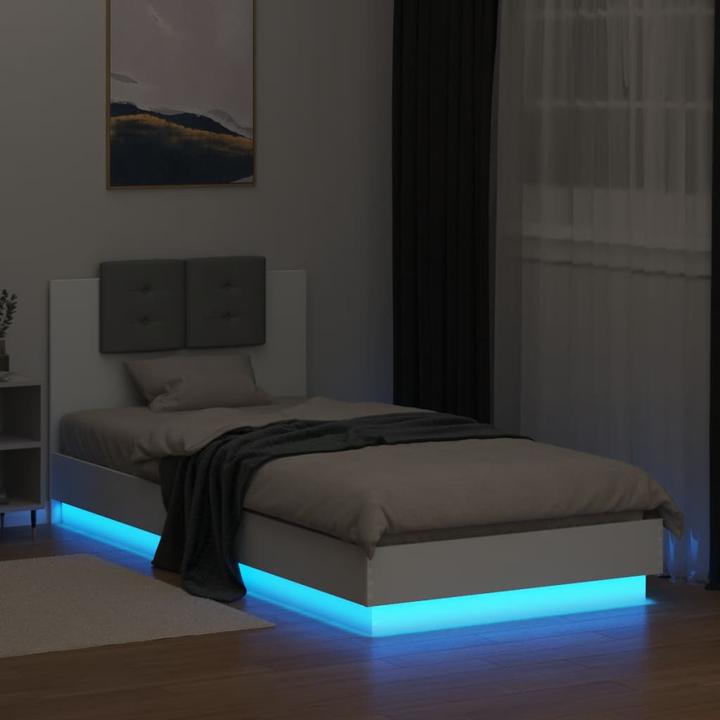Produktbild VidaXL Bettgestell mit Kopfteil und LED-Leuchten (90 x 200 cm)