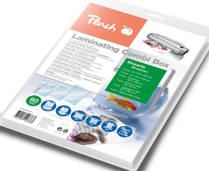 Image du produit Peach Boîte combinée à plastifier (A4, 50 pièce(s), 80 µm)