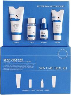 Round Lab Birch Juice Trial Kit - Cleanser 30ml, Toner 20ml, Ampoule 10ml, Cream 20ml (Reinigungsmilch, 30 ml)