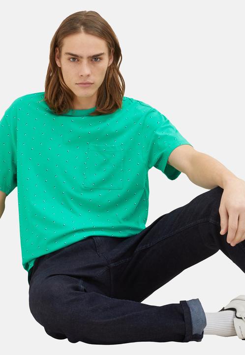 Actual product image Tom Tailor T-Shirt Kurzarmshirt gepunktet mit Brusttasche (L)