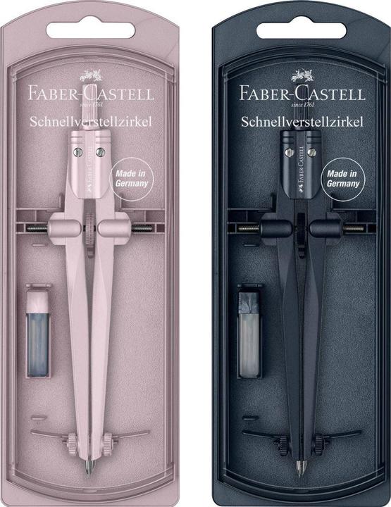 Actual product image Faber-Castell Stream quick setting compass, deep blue, shiny rose assorted