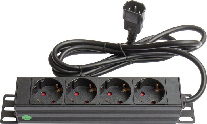 Produktbild Good Connections Steckdosenleiste 25,40cm (10"), 1HE, Kaltgeräte-Stecker C14 an 4x Schuko-Buchse