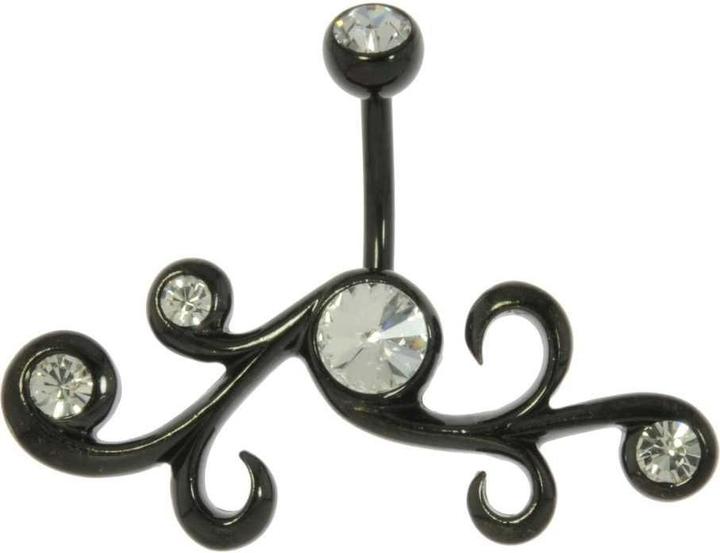 Bijouteria Bauchpiercing (Kristall, PVD Beschichtung (schwarz), Chirurgenstahl 316L)