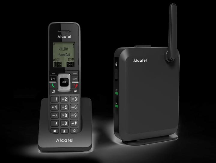 Actual product image Alcatel IP2215P IP-DECT base with IP15 handset, black 6 SIP accounts, 4 SIP channels