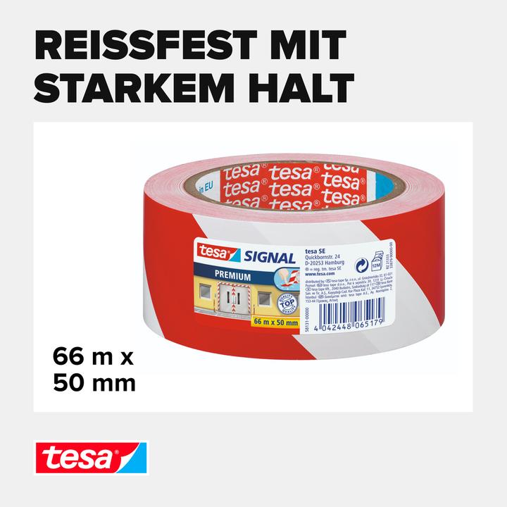 Actual product image tesa PREMIUM signal marking tape, self-adhesive PVC warning tape for permanent marking (50 mm)