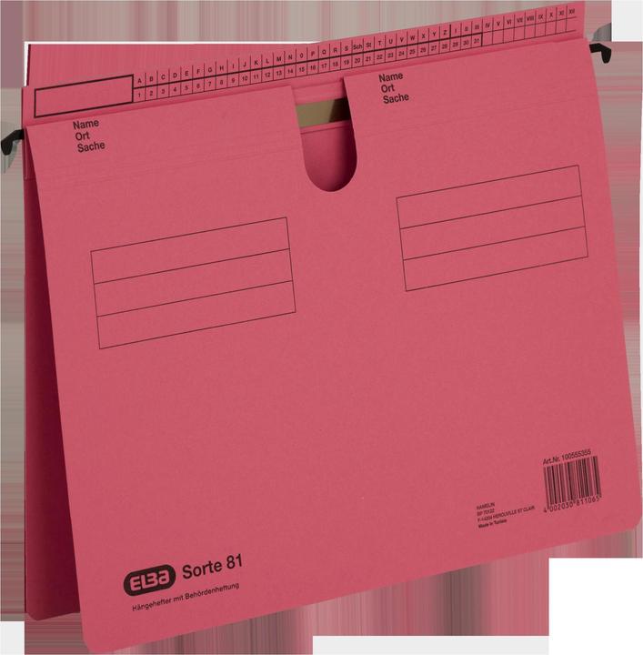 Actual product image Elba hanging file type 81, overhanging tab fold, red manila board 250 g-sqm, with metal hanging rail, ka (A4, 1 x)