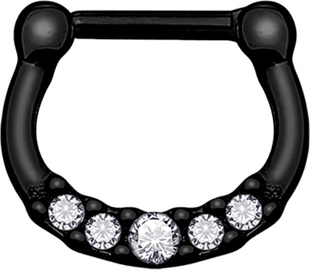 Immagine prodotto Star Piercing Setto con cinque cristalli neri e rivestimento in titanio (Acciaio chirurgico 316L, senza ottone)