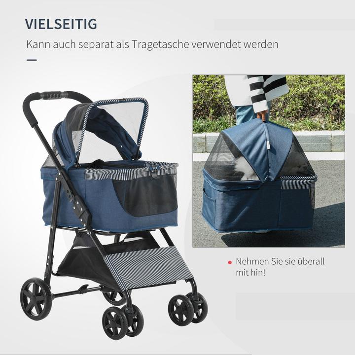 Produktbild PawHut Hunde-Buggy für kleine Hunde (Hund, Faltbar, Reflektoren)