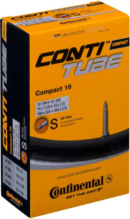 Produktbild Continental Compact 16 Zoll Fahrradschlauch (Presta (SV), 16", 42 mm)