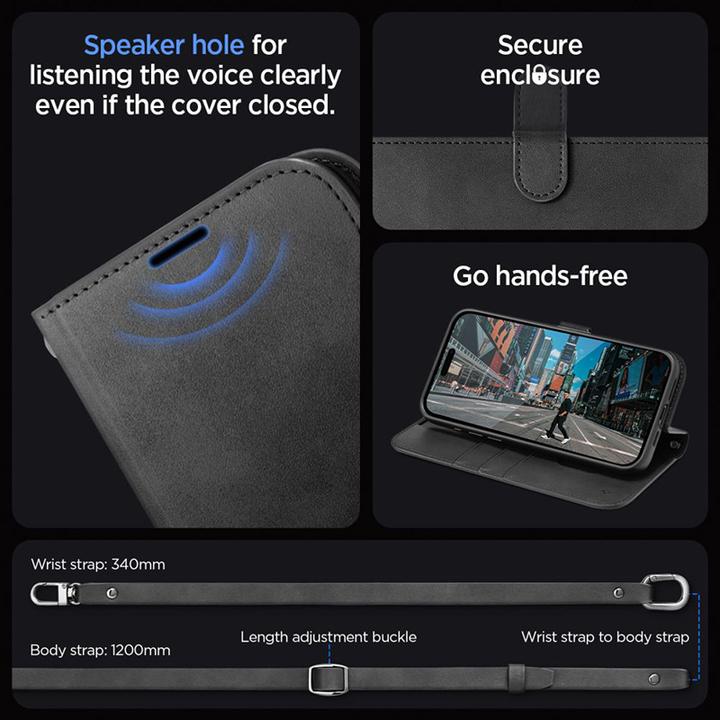 Produktbild Spigen Wallet S Pro Hülle für iPhone 15 Pro – Schwarz (Apple iPhone 15 Pro)
