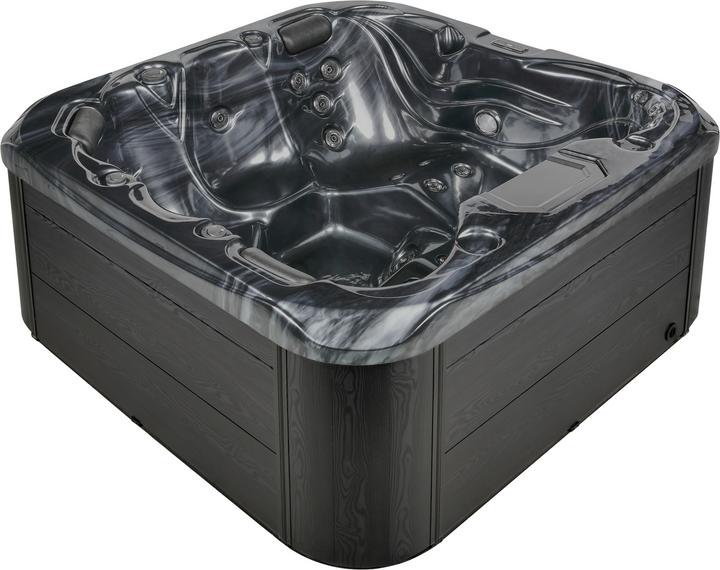 Beliani Whirlpool Outdoor grau mit LED quadratisch 200 x 200 cm LASTARRIA (5 Pers.)