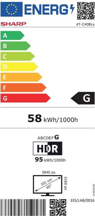 Energie-Label Sharp 40BL5EA (40", LCD, 4K, 2019)