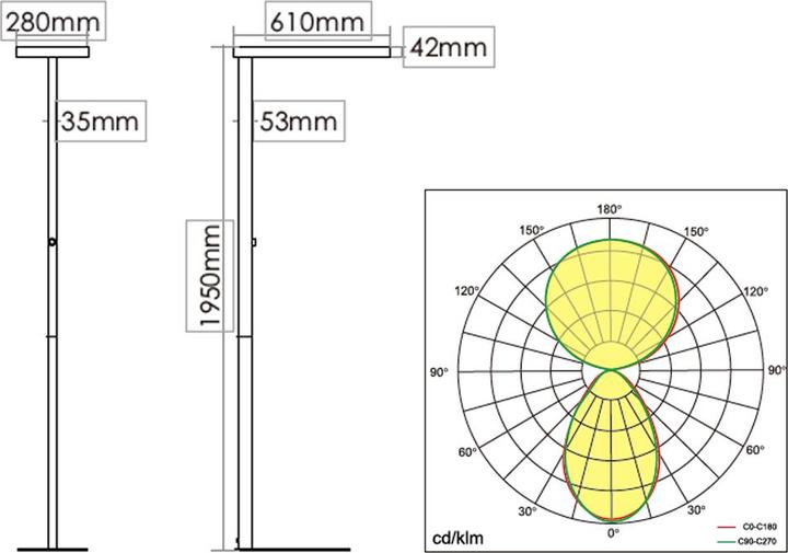 Actual product image Contini LED office floor lamp dimmable (4600 lm)