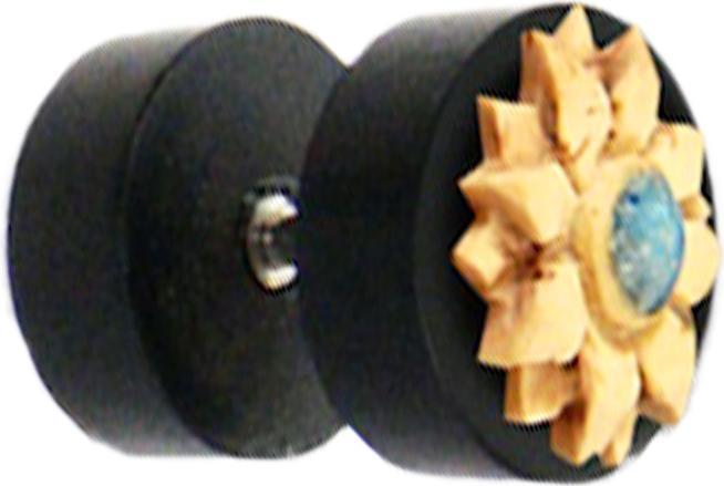 Produktbild Star Piercing Fake Plug Kokosnuss Blume aus Arang Holz (ohne Messing, Organisch)