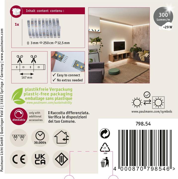 Actual product image Paulmann MaxLED 250 Stripe (Warm white, 250 cm, Indoor)