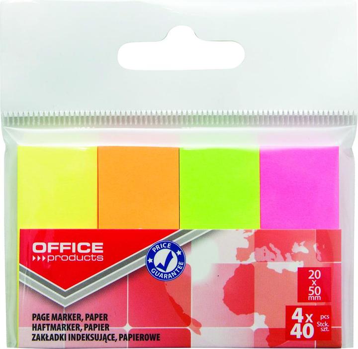 Produktbild Office Products Abheftregister papier, 20x50 mm, 4x40 register, polybeutel, neon farbig sortiert