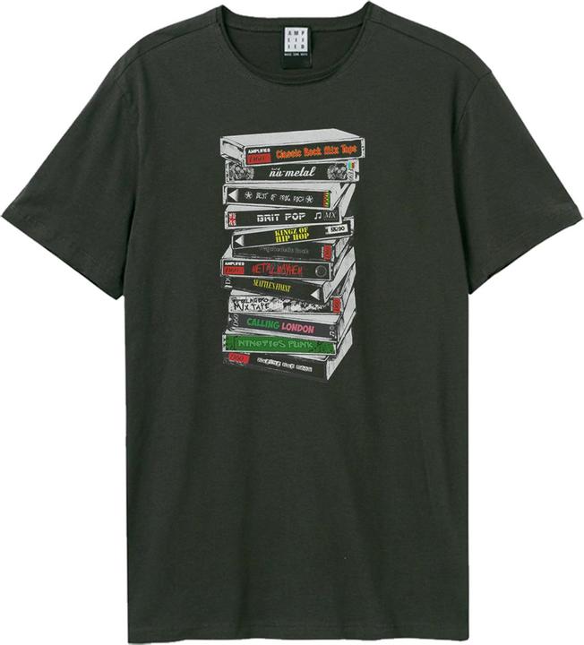 Actual product image Amplified Unisex Adult Stack Of Tapes T-Shirt (XL)