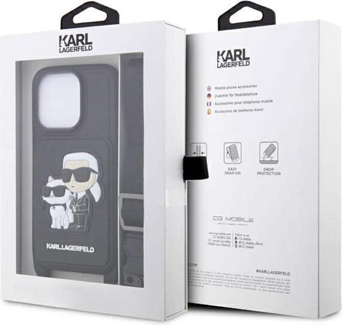 Actual product image Karl Lagerfeld KLHCP14XCSAKCPMK iPhone 14 Pro Max 6.7" hardcase czarny/black Crossbody Saffiano Karl (Apple iPhone 14 Pro Max)