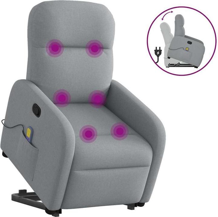 Immagine prodotto VidaXL Poltrona massaggiante con ausilio per la risalita Tessuto grigio chiaro