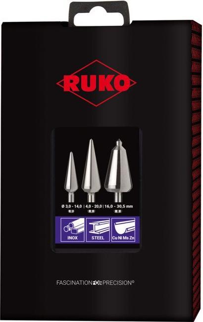 Produktbild Ruko Blechschälbohrer Sets. Kunstoffbox.Set HSSE-Co 5 4 (5 mm, 3-14 / 5-20 / 16-30)