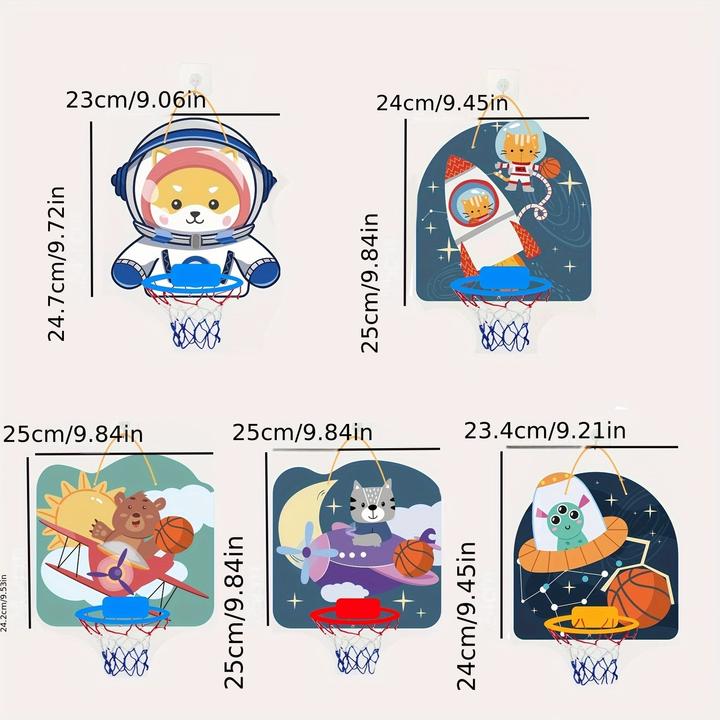 Immagine prodotto Activity Board Set di mini canestri con motivo spaziale per bambini - montaggio a parete e su porta, incluso il