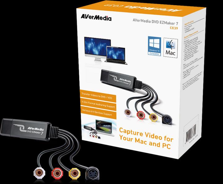 Image du produit AVerMedia DVD EZMaker 7 (USB 2.0, DVB-S, DVB-T2, signal TV analogique, DVB-S2, DVB-C, DVB-T)