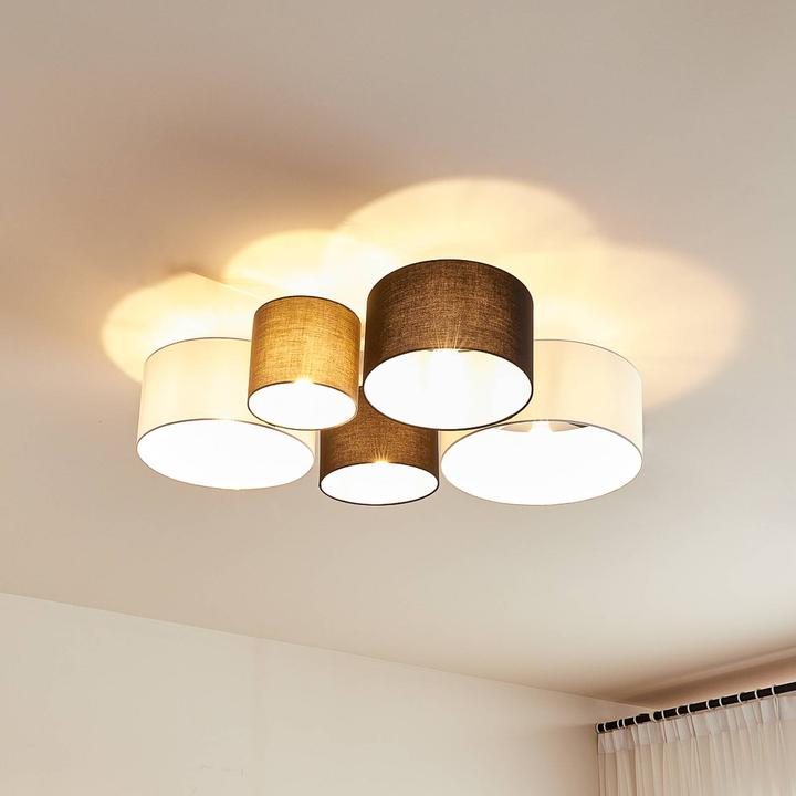 Actual product image Lindby Lettie Ceiling Lamp in Textile, 5 Flames (E27)