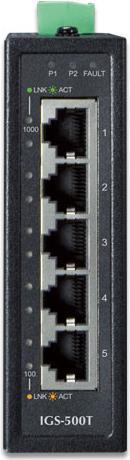 Actual product image Planet IGS-500T Network Switch Unmanaged L2+ Gigabit Ethernet (10/100/1000) Black (5 Ports)