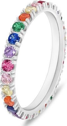 Image du produit Brilio Argent - Charmante bague en argent avec zircons colorés RI118WRBW - Circuit : 52 mm (52)