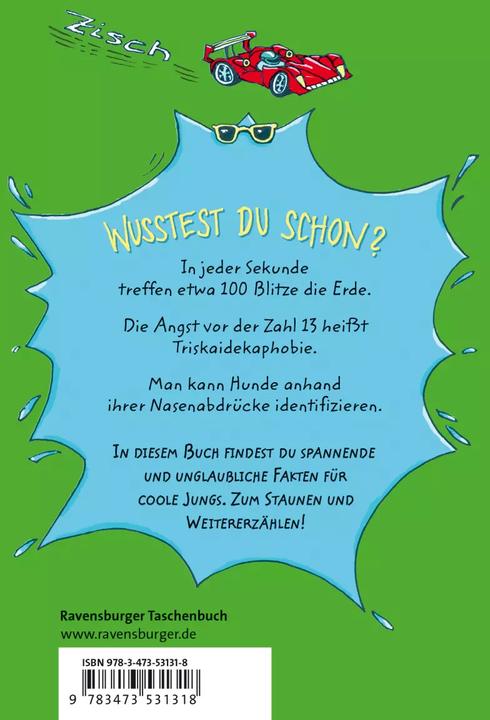 Actual product image Ravensburger Welcher Käse stinkt am meisten? Verrückte Fakten für coole Jungs (German, Christine Spindler, Mike Phillips, Martin Oliver, 2015)