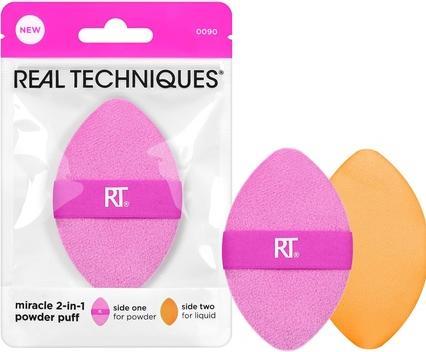Real Techniques Miracle 2-In-1 Powder Puff Dual-Sided Makeup Blending Puff 1 Count