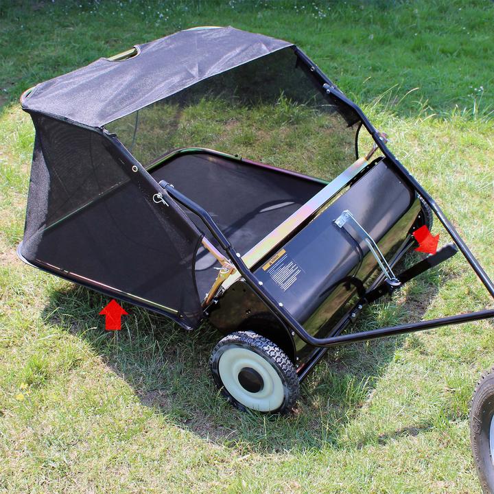Image du produit Wiltec Balayeuse de pelouse de 118 cm de large Collecteur de feuilles 415l Tondeuse autoportée